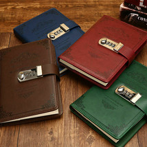 Vintage Leather Journal Diary with Lock 3 Digit Code Secret Notebook 8&quot; ... - £19.43 GBP