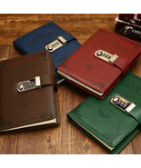 Vintage Leather Journal Diary with Lock 3 Digit Code Secret Notebook 8&quot; ... - £19.48 GBP