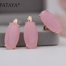 PATAYA New Fine Jewelry Set For Women Fashion Wedding 585 Rose Gold Color Oval C - £35.66 GBP