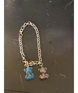Handmade Resin Glitter Bear Charm Bracelet 7Inch - $129.94 MXN