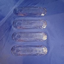 4 Vintage Clear Glass Corn on the Cob Shape Individual Serving Dish Hold... - £18.60 GBP