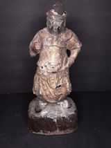 Chinese wood Ming Dynasty Guardian King sculpture - £627.67 GBP