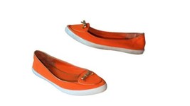 Tory Burch women Dakota Shoes Flats Sneakers Canvas Orange Gold Size 8M - £30.30 GBP