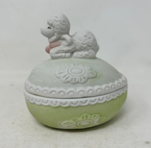 Vintage Lamb On Easter Egg Ceramic Trinket Box - £9.63 GBP