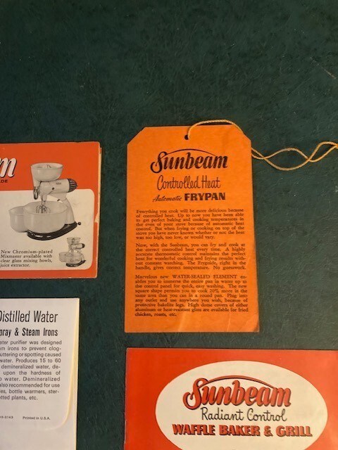 Vintage Sunbeam 50's/60's Appliance Manuals/Cards Waffle Maker, Steam Iron,etc Item image 8