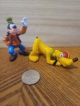 Pluto w/ Ball Disney Figurine 3 in Long Dog Mickey Mouse 203 VGC &amp; Disney Goofy - £7.89 GBP