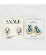 Estate Jewelry Clip Earrings 2 Sets Sliver Oval and Turquoise Diamond  U... - €8,50 EUR