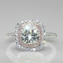 Halo Engagement Ring 2.75Ct Cushion Cut Diamond 14k White Gold Finish Size 7.5 - £88.08 GBP