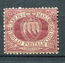 San Marino 1877 Sc 13 25c vermilion. MH CV $175 SM1182 - £33.82 GBP