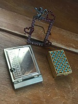 Vintage to Now Lot Mini Brass Address Book Turquoise Cab Studded Book Shaped  - £12.62 GBP