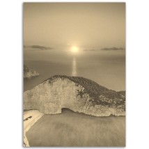 Vintage Zakynthos Greece Poster Print | Retro Zakynthos Beach Black White Sepia  - $19.99