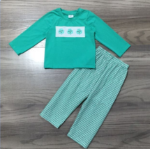 NEW Boutique St Patrick&#39;s Smocked Shamrock Boys Outfit Set - £10.76 GBP