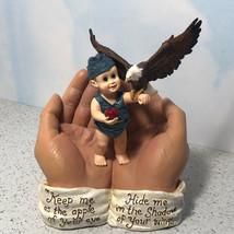 JESUS IN HIS HANDS FIGURINE APPLE OF YOUR EYE EAGLE BOY H333 AIR FORCE B... - $49.45