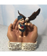 JESUS IN HIS HANDS FIGURINE APPLE OF YOUR EYE EAGLE BOY H333 AIR FORCE B... - £39.62 GBP