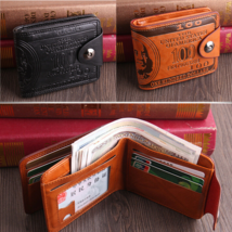 Men US 100 Dollar Bill Leather Bifold ID Card Photo Holder Wallet Handba... - $6.64