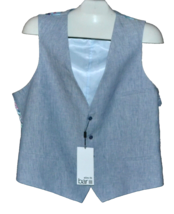 Bar111 Men&#39;s Blue Linen Satin Formal Slim Fit Pocket Fashion V-neck Vest... - £58.54 GBP