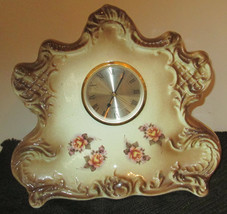 BEAUTIFUL SPECTRUM QUARTZ PORCELAIN DECORATIVE ROMAN NUMERAL CLOCK ROSES - $103.93