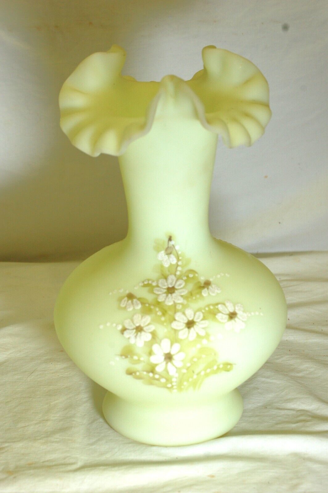 Fenton Custard Glass Ruffled Vase White and 50 similar items