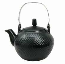 Imperial Japan Spotted Texture Black Tetsubin Teapot Stainless Steel Handle 28oz - £21.22 GBP