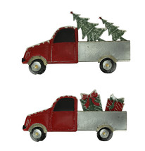 Red Rustic Metal Christmas Truck Tree and Gifts Hauler Holiday Wall Hang... - $54.16