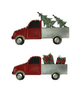 Red Rustic Metal Christmas Truck Tree and Gifts Hauler Holiday Wall Hang... - £42.58 GBP