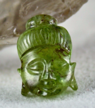 Natural Green Tourmaline Carved Buddha Head 14.14 Ct Loose Gemstone Ring Pendant - £398.18 GBP
