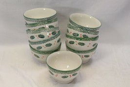 Montgomery Ward Holly Christmas Soup Bowls 5 1/4&quot; Lot of 10 Xmas - $35.27