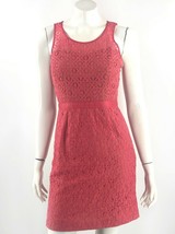 ELLE Sheath Dress Size 2 Pink Lace Over Nude Sleeveless Back Zip Womens - £14.87 GBP