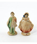 Victorian Man &amp; Woman Figurines 225 Lord Green Cane 2.25&quot; Tall Vintage/R... - £23.14 GBP