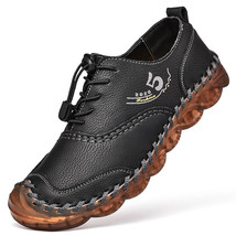 Y-30 Designer Male Handmade Leather Men Casual Shoes Men Sneakers Breathable Sli - £43.19 GBP