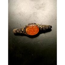 Vintage Carved Carnelian Sterling Silver Brooch - $102.47