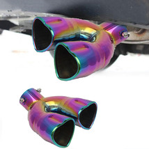 Heart Shaped Stainless Steel 63mm Car Dual Exhaust Tip Neo Tail Muffler Pipe - £35.98 GBP