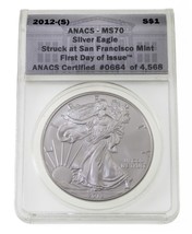 2012-(S) Argent American Eagle Classé Par Anacs Comme MS-70 Fdoi - $1,551.23 MXN