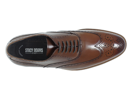 Mens Dunbar Stacy Adams Shoes Antiqued Leather Cognac Lace Up Wingtip 25064-221 image 3
