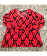 Peach Love Cream Long Sleeve Geometric Red Women Size Small Career Pull ... - $189.87 MXN