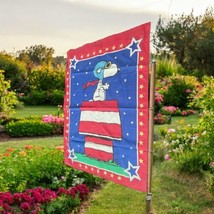 Vtg Snoopy Dog Red Baron Pilot Peanuts Nylon Outdoor Yard Flag Decor Korea - £24.38 GBP