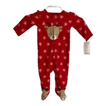 Carters  Fleece Zip Up Footed Sleeper Size NB or 6 Month Reindeer Christmas  - $14.85