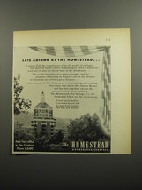 1952 The Homestead Resort Ad - Late Autumn at the Homestead - £14.78 GBP
