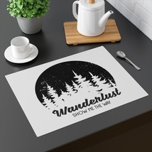 Black and White Pine Tree Silhouettes Wanderlust Placemat: Durable Cotto... - $22.66