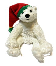 VTG TY Beanie Babies Plush Christmas Polar Bear Red Santa Hat 7 Inches 2003 - £10.10 GBP