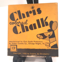 Rare Colored CHALK Sticks Box MCM Prop Chris  Colored Chalk 1955 Chicago Heights - £20.67 GBP