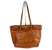 Patricia Nash Benvenuto Map Print Riot Rust Large Leather Tote Shoulder Bag - £85.36 GBP