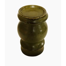 John Shedd Pottery Pillar Candle Holder Green Art Studio Stoneware Signed - $25.74