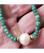Earth mined Green Emerald South Seas Pearl Necklace 14k Gold Clasp 18&quot; inch - $35,506.86 MXN
