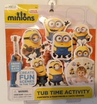 Minions Tub Time Activity - 8 Foam Minions &amp; Bath Crayon NEW Bath Time Kid Fun! - £3.57 GBP