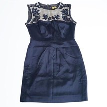 Nicole Miller Black and Tan Asian Influence Silk Blend Sheath Dress Size 8 - £37.53 GBP