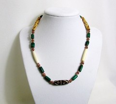 Malachite Bone and Copper Beaded Necklace RKMixables Copper Collection RKM326 - £39.34 GBP