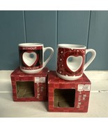 ARCHIES Set Of 2 Valentines Day Mini Heart Hole 2.5” Mugs Cups Gifts LOVE - $27.14 CAD