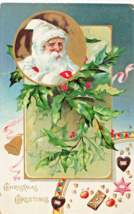 Babbo Natale IN Bianco Cappello E Cappotto ~ Auguri di ~1906 Cibo Cartolina - £8.73 GBP