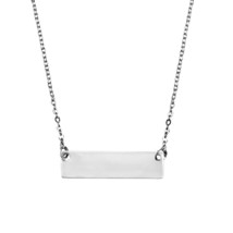 Sleek Engravable Rectangle Bar .925 Sterling Silver Necklace - £16.45 GBP